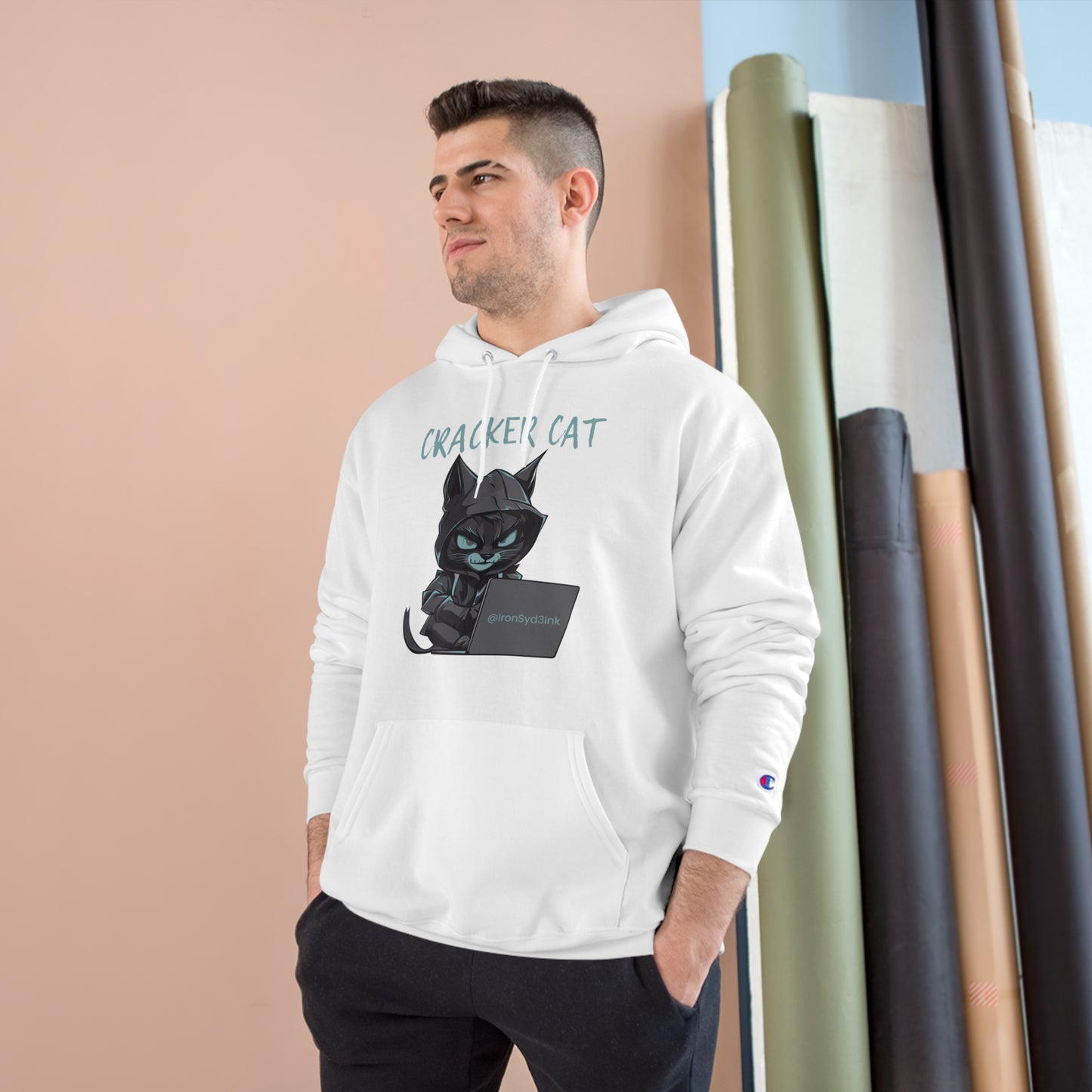 CRACKER CAT (WHITE) Champion Hoodie