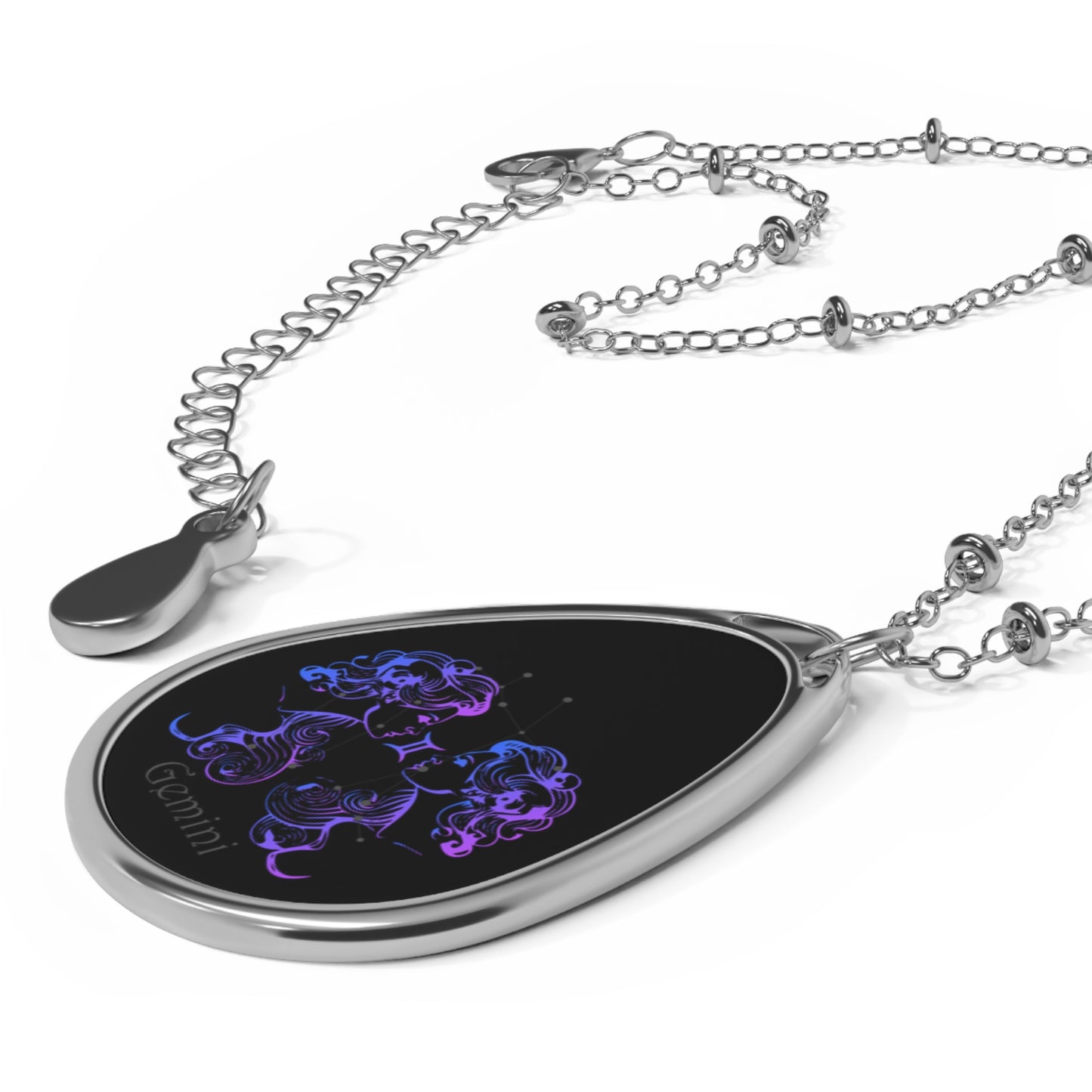 GEMINI Ellipse Pendant Necklace by IronSyd3 Ink