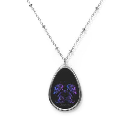 GEMINI Ellipse Pendant Necklace by IronSyd3 Ink