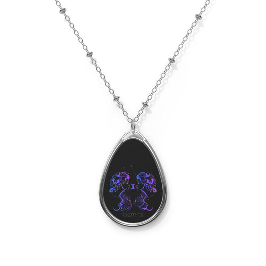 GEMINI Ellipse Pendant Necklace by IronSyd3 Ink