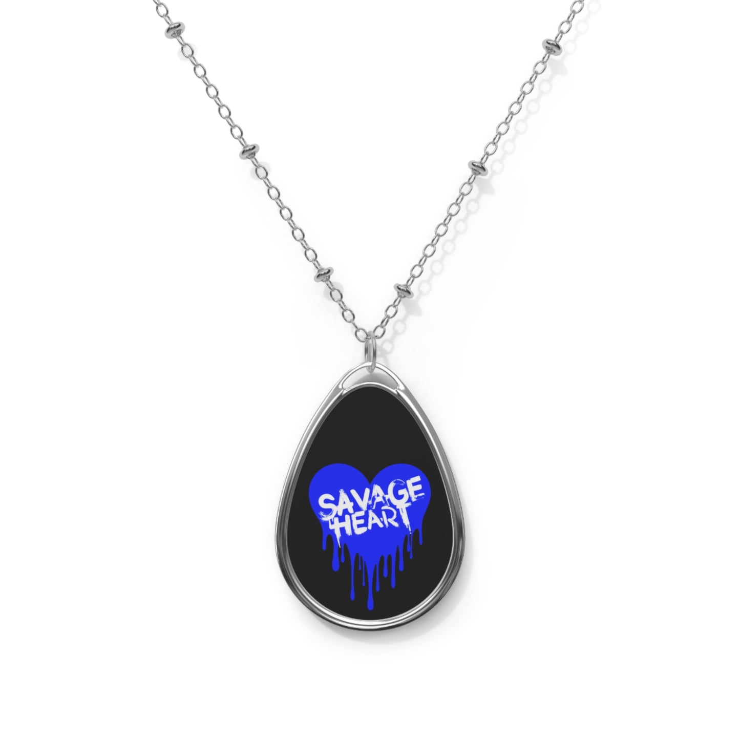 SAVAGE HEART Ellipse Pendant Necklace by IronSyd3 Ink