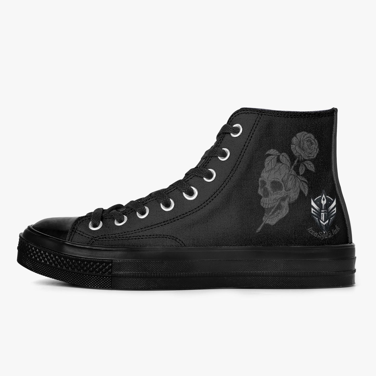 High-Top Canvas Shoes - Black