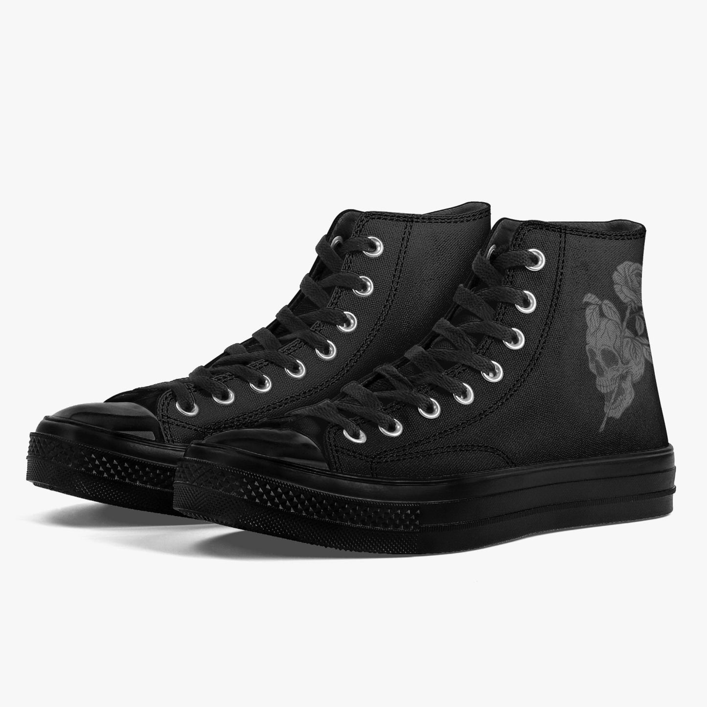 High-Top Canvas Shoes - Black