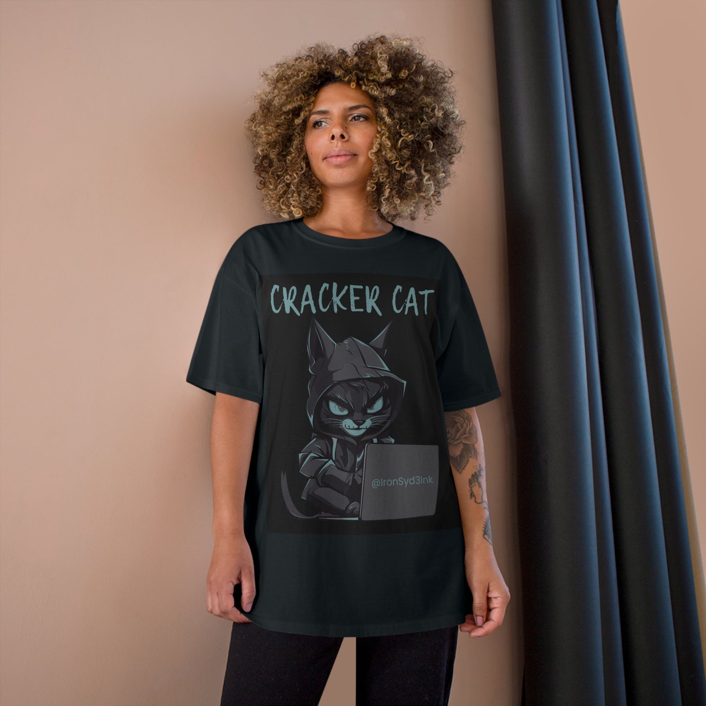 CRACKER CAT (BLACK) Champion T-Shirt