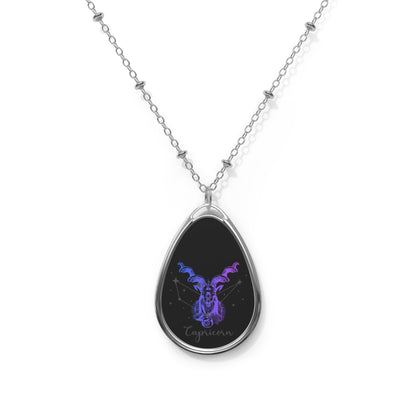 CAPRICORN Ellipse Pendant Necklace by IronSyd3 Ink