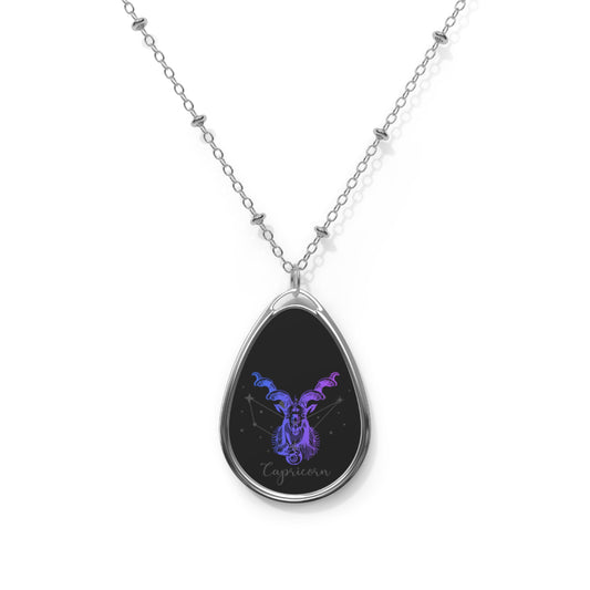 CAPRICORN Ellipse Pendant Necklace by IronSyd3 Ink