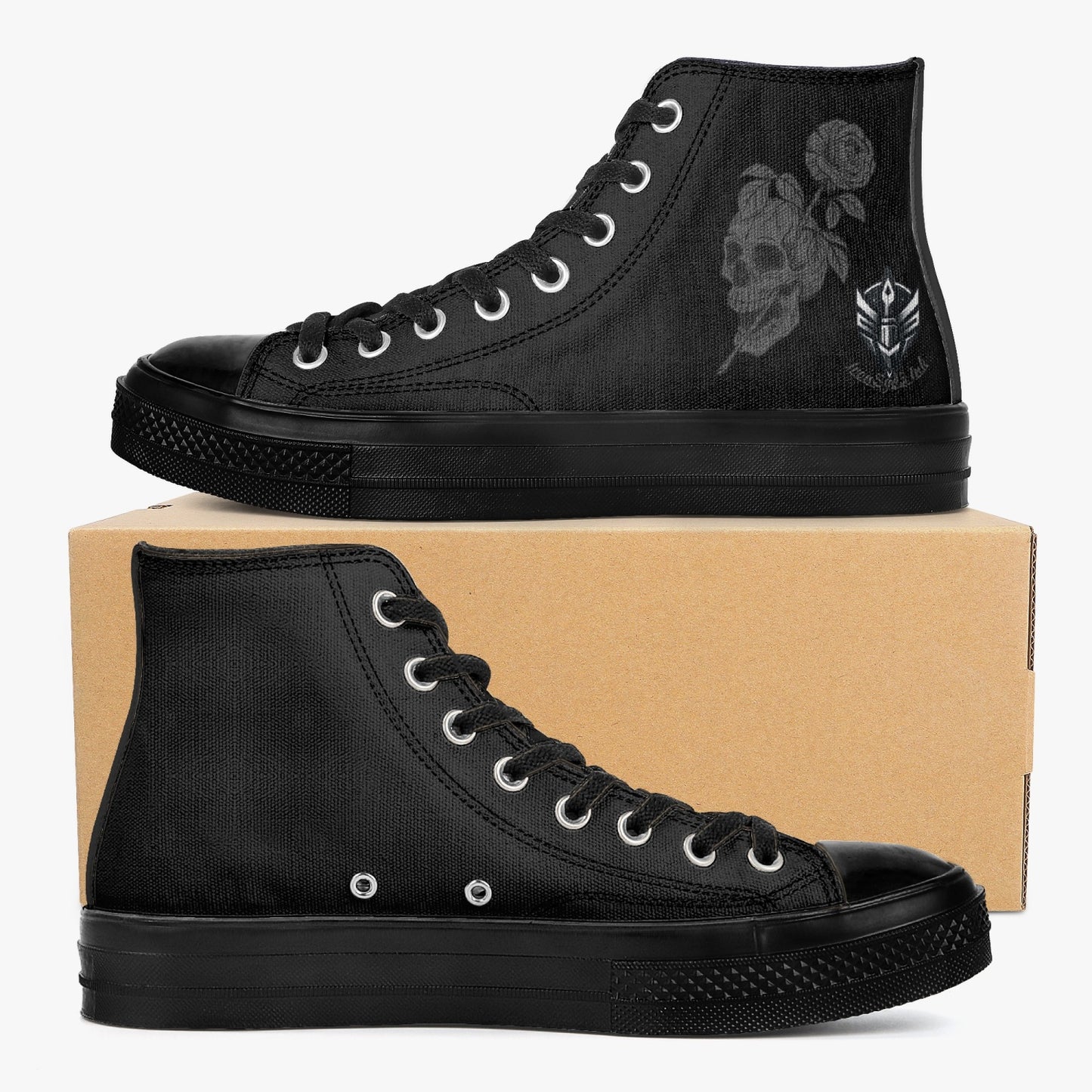 High-Top Canvas Shoes - Black